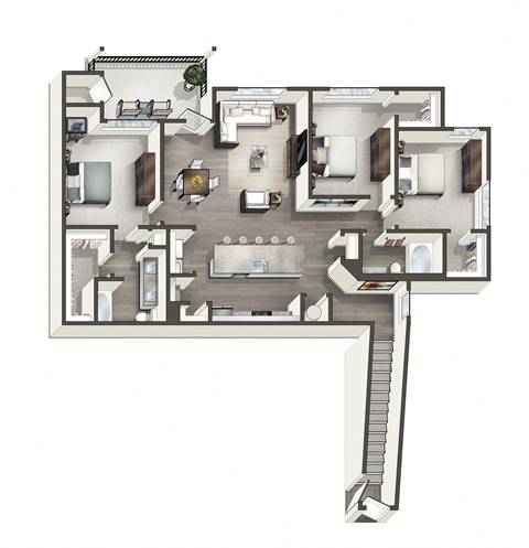 3 bed 2 bathroom Atlanta Floor Plan at Century Belmont Station, Louisville, 40243